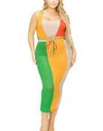 Plus Sleeveless Color Block 2 Piece Skirt Set
