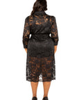 Belted Lace Shirt Dress