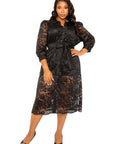 Belted Lace Shirt Dress