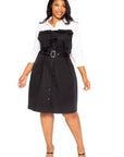 Contrast Shirt Dress With Pockets