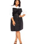 Contrast Shirt Dress With Pockets