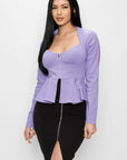 Long Sleeve Ruffle Zip-up Jacket
