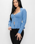 Long Sleeve Ruffle Zip-up Jacket