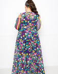 Multi Print Chiffon Maxi Dress