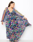 Multi Print Chiffon Maxi Dress