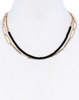 Double Layer Beaded And Chain Necklace