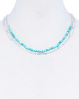 Double Layer Beaded And Chain Necklace