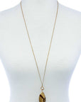 Fashion Oval Stone Pendant Long Necklace