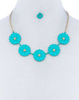 Fashion Cute Multi Tender Flower Necklace And Earring Set