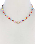 Hamsa Hand Charm Color Block Necklace