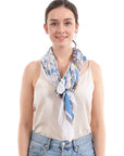 Fashion Small Floral And Stripe Pattern Silky Scarf