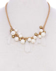 Black And Gold Balls With Tassel Statement Necklace