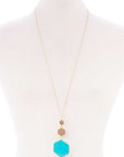 Marbling Natural Stone Pendant Long Necklace