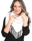 Solid Color Blanket Scarf With Fringes