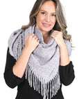 Solid Color Blanket Scarf With Fringes