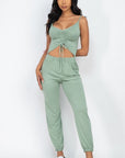 Front Ruched With Adjustable String Cami Casual/summer Jumpsuit