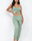 Front Ruched With Adjustable String Cami Casual/summer Jumpsuit