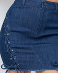 Criss-cross Distressing Hem Skirt