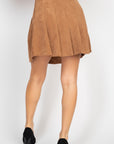 A-line Corduroy Pleated Mini Skirt