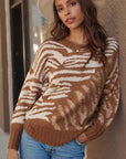 A Zebra Print Pullover Sweater