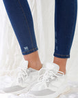 Dark Blue High-waisted With Rips Skinny Denim Jeans