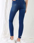 Dark Blue High-waisted With Rips Skinny Denim Jeans