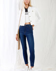 Dark Blue High-waisted With Rips Skinny Denim Jeans