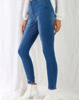 Mid Blue High-waisted With Rips Skinny Denim Jeans