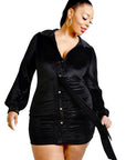 Plus Velvet Bishop Sleeve Mini Dress