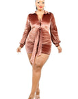 Plus Velvet Bishop Sleeve Mini Dress