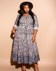 Contrast Animal Print Shirt Dress