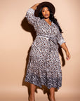 Contrast Animal Print Shirt Dress