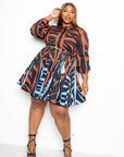 Mini Tie Waist Dress With Contrast Animal Print