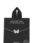 Old Rhodium Dipped Butterfly Pendant Bracelet