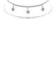 Rhinestone Star Charm 3 Layered Necklace