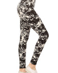 Long Yoga Style Banded Lined Paint Splatters Printed Knit Legging With High Waist