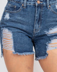 Ripped Five-pocket Mini Denim Shorts