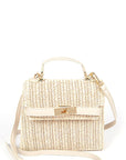 Faux Straw Top Handle Clutch