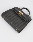 Faux Straw Top Handle Clutch