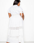 Puff Sleeve Maxi Dress With Lace Insert