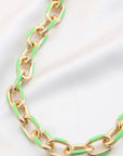 Color Metal Oval Link Necklace