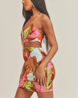 Cut Out Tie Back Halter Dress