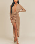 Pecan Brown Open Front Dress