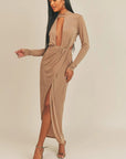 Pecan Brown Open Front Dress