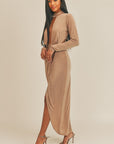 Pecan Brown Open Front Dress