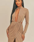 Pecan Brown Open Front Dress