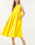 Sleeveless Basic Stretch Poplin Dress With Layers