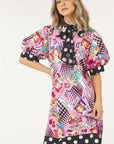 Print Midi Dress With Polka Dot Finish