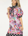 Print Midi Dress With Polka Dot Finish