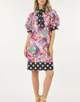 Print Midi Dress With Polka Dot Finish